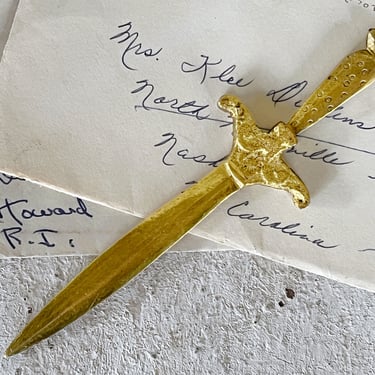 6" Brass Sword Letter Opener, Golden Knife Mail Opener 