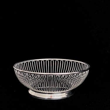 Vintage Modern 9.75" ROUND Italian Alessi Stainless Steel Wire Fruit Basket Bowl Italy Design Classic 4025 