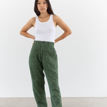 Vintage 30 Waist Olive Green Army Pants | Utility Fatigues Military Trouser | Zipper Fly | F221 