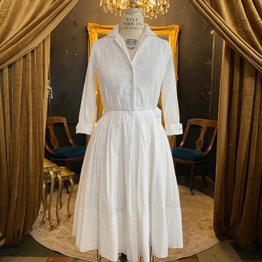 white cotton shirtwaist dress Charlie Shirtwaist Dress in Tobacco/Ivory Gingham Crinkle Cotton main image 1