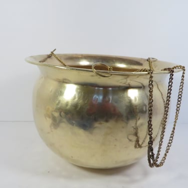 Vintage Hanging Brass Planter - Brass Bucket Planter 