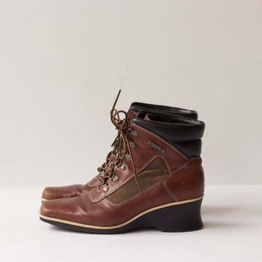 Y2K Timberland Leather Wedge Hiking Boots 