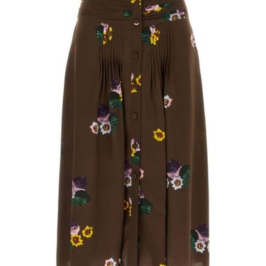 Prada Woman Brown Satin Skirt