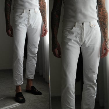 Vintage LEVIS 501 White Washed Button Fly Original Fit Jeans | Size 34x30 | Made in Mexico | Y2K 2000s LEVIS Designer Unisex Denim Pants 