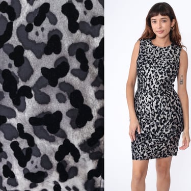 Dolce & Gabbana Dress Velvet Animal Print Dress Y2K Party Mini Dress Leopard Sleeveless Sheath D G Designer 00s Vintage Going Out Small 