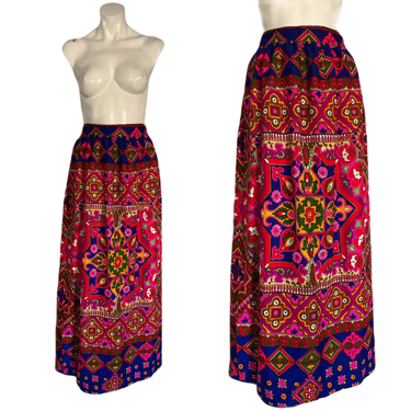 1970's Alice of California Psychedelic Maxi Skirt Size S