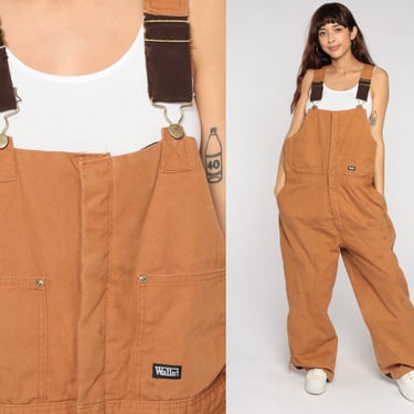 Walls Insulated Overalls Y2k Brown Coveralls Workwear Baggy Bib Pants Work Wear Long Cargo Retro Dungarees Vintage 00s Mens Extra Large xl 