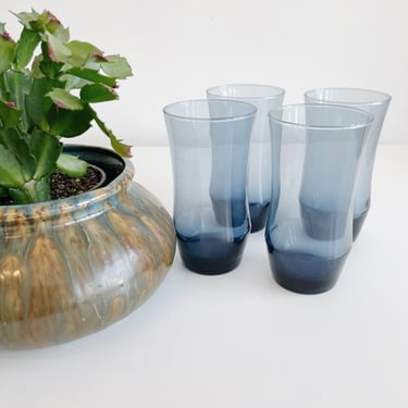 Set of 4 Blue Glasses by Libbey
