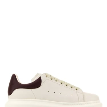 Alexander Mcqueen Women White Leather Sneakers With Chocolate Leather Heel