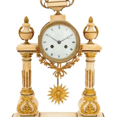Louis XVI Style Marble Portico Mantel Clock