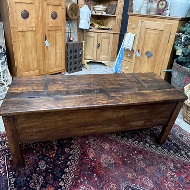 1800s French Oak Monastery Bench Chest Trunk 