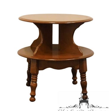 ETHAN ALLEN Heirloom Nutmeg Maple Colonial Early American 25" Round Tiered Accent End Table 1528 