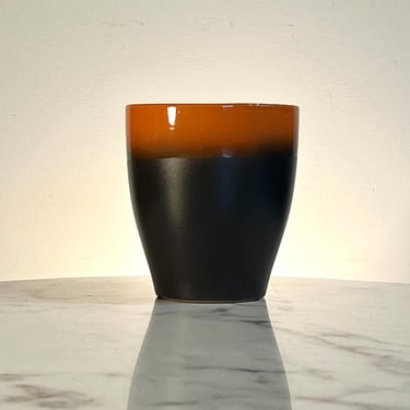 German Ceramic vase/planter by Scheurich in matte black and glossy orange glazes 