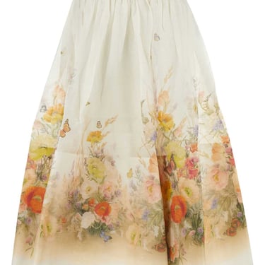 Zimmermann Women Ivory Linen Blend Tranquillity Skirt