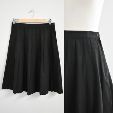 1990s Black Pleated Mini Skirt 