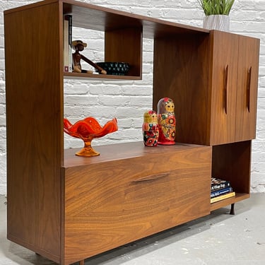 Mid Century Modern Walnut BAR / Bookcase Cabinet, c. 1960's 