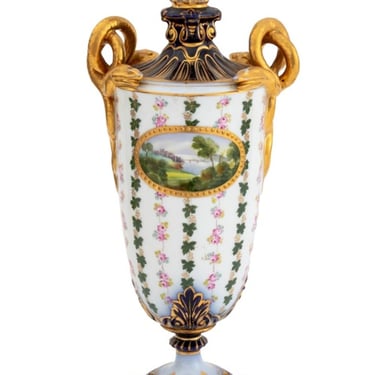 German Porcelain Two Handle Vase