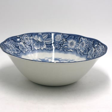 vintage Staffordshire Ironstone Blue and White Bowl made in England 