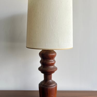 Vintage Mid Century Solid Walnut Turned Lamp