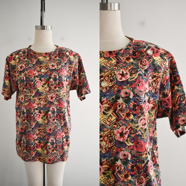 1980s/90s Floral Embellished Oversized T-Shirt 