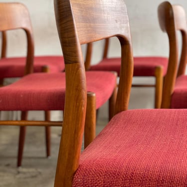 Danish Modern Teak J.L Møller Model 75 Dining Chairs set of 6 