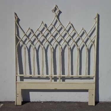 Rare Vintage Gothic Revival Headboard by McGuire Queen Size Bed Bamboo Rattan Bohemian Chic Vintage Chinoiserie Coastal CUSTOM PAINT AVAIL 