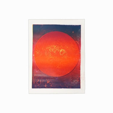 Vintage Serigraph on Paper Abstract Print Orange Sun 
