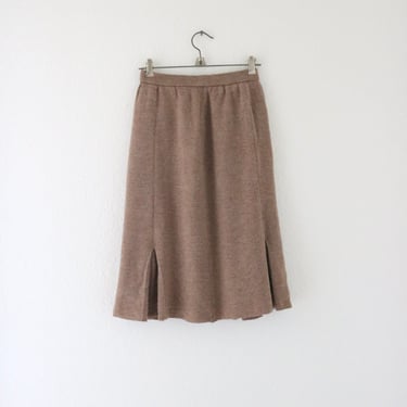 pecan wool knit skirt 23-29 - vintage 90s y2k tan brown beige knee minimal simple fall winter skirt small 