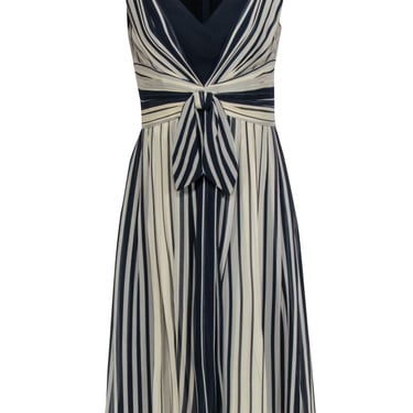 Escada - Navy & White Sleeveless Silk Dress Sz 6