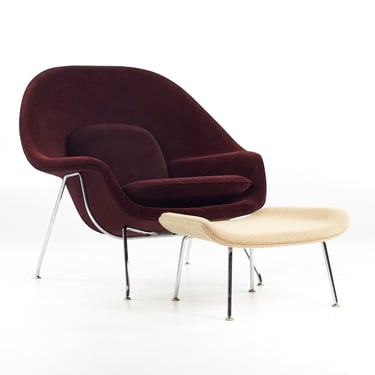Eero Saarinen for Knoll Mid Century Womb Chair with Ottoman - mcm 