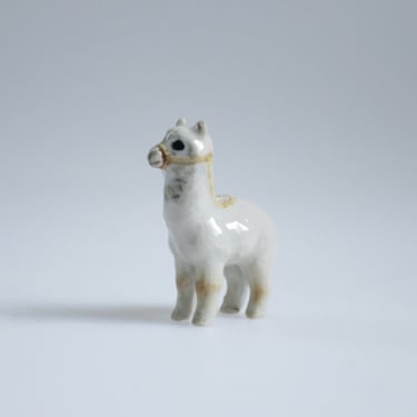 Tiny Llama Figurine 1:12 scale, Porcelain Miniature for Dollhouse, Crafts or Jewelry 