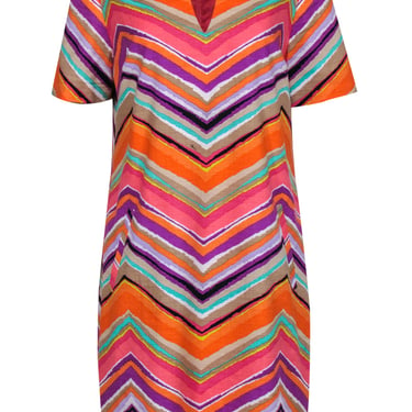 Trina Turk - Multicolor Chevron Print Short Sleeve Shift Dress Sz 14