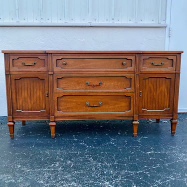 Vintage Wood Buffet Project with 5 Drawers and Storage Cabinets - French Country Credenza Sideboard Furniture 