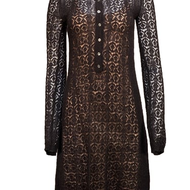 Marc by Marc Jacobs - Black Pointelle Knit Long Sleeve Dress Sz S