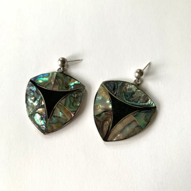 Abalone Shield Earrings Vintage