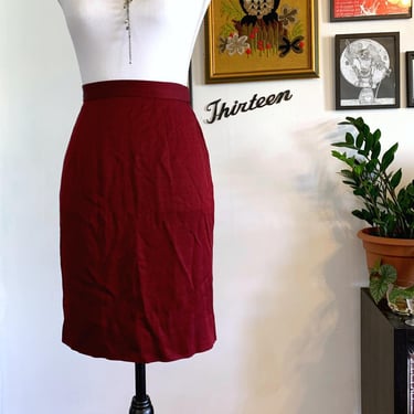 Totalparanoia 80s 90s Vintage Crimson Pencil Skirt