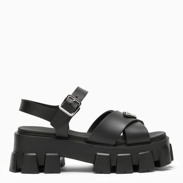 Prada Black Rubber Sandal With Logo Women