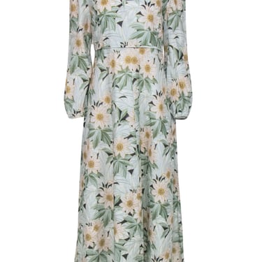 Tuckernuck - Green &amp; White Floral Print Maxi Dress Sz XL