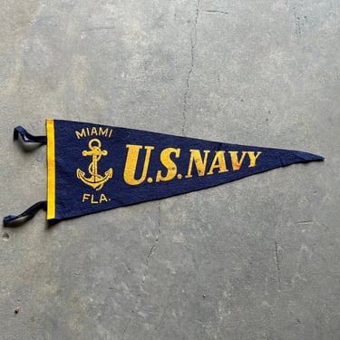 Vintage US Navy Miami, FL Felt Souvenir Pennant 