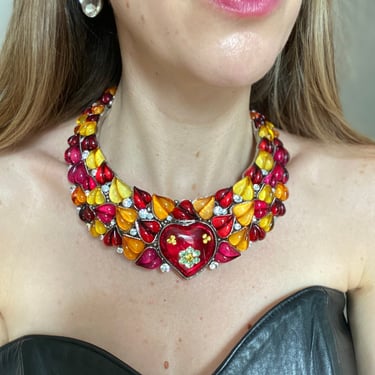 Outrageous Colorful Heart Statement  Necklace