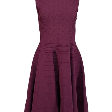 Ted Baker - Burgundy Textured Knit Fit & Flare Dress Sz 8