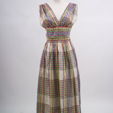 1950s Rainbow Striped Fit and Flare Dress