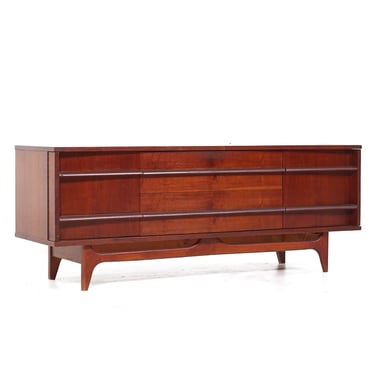 Young Manufacturing Mid Century Walnut Curved Credenza - mcm 