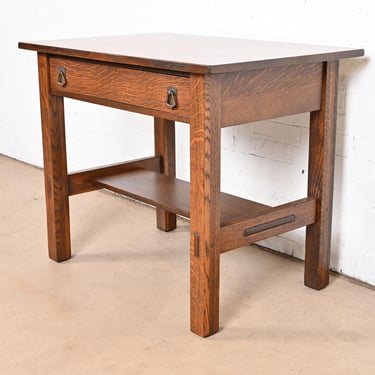 Lifetime Furniture Antique Mission Oak Arts & Crafts Desk or Library Table, Newly Refinished