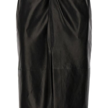 Saint Laurent Women Ruched Detail Leather Skirt