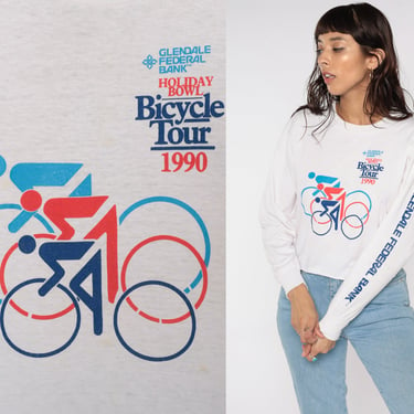 1990 Bicycle Shirt 90s Glendale Marathon Bike Tour Shirt Los Angeles T Shirt Long Sleeve 1990s California Bicycle Graphic Tee Vintage Large 