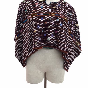Vintage VTG 1960s 1970s Multicolored Vibrant Embroidered Poncho Top 
