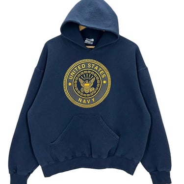 Vintage USN Navy Double Sided Hoodie Sweatshirt Fits M/L