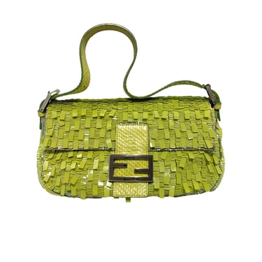 Fendi Lime Green Sequin Baguette Bag