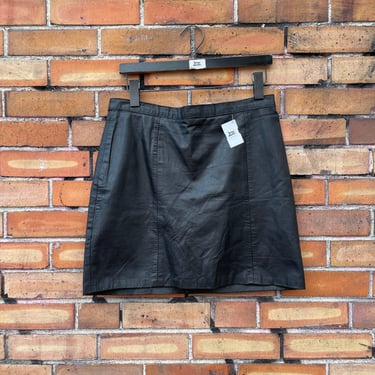 vintage 80s black leather mini skirt / 31 m l medium large 